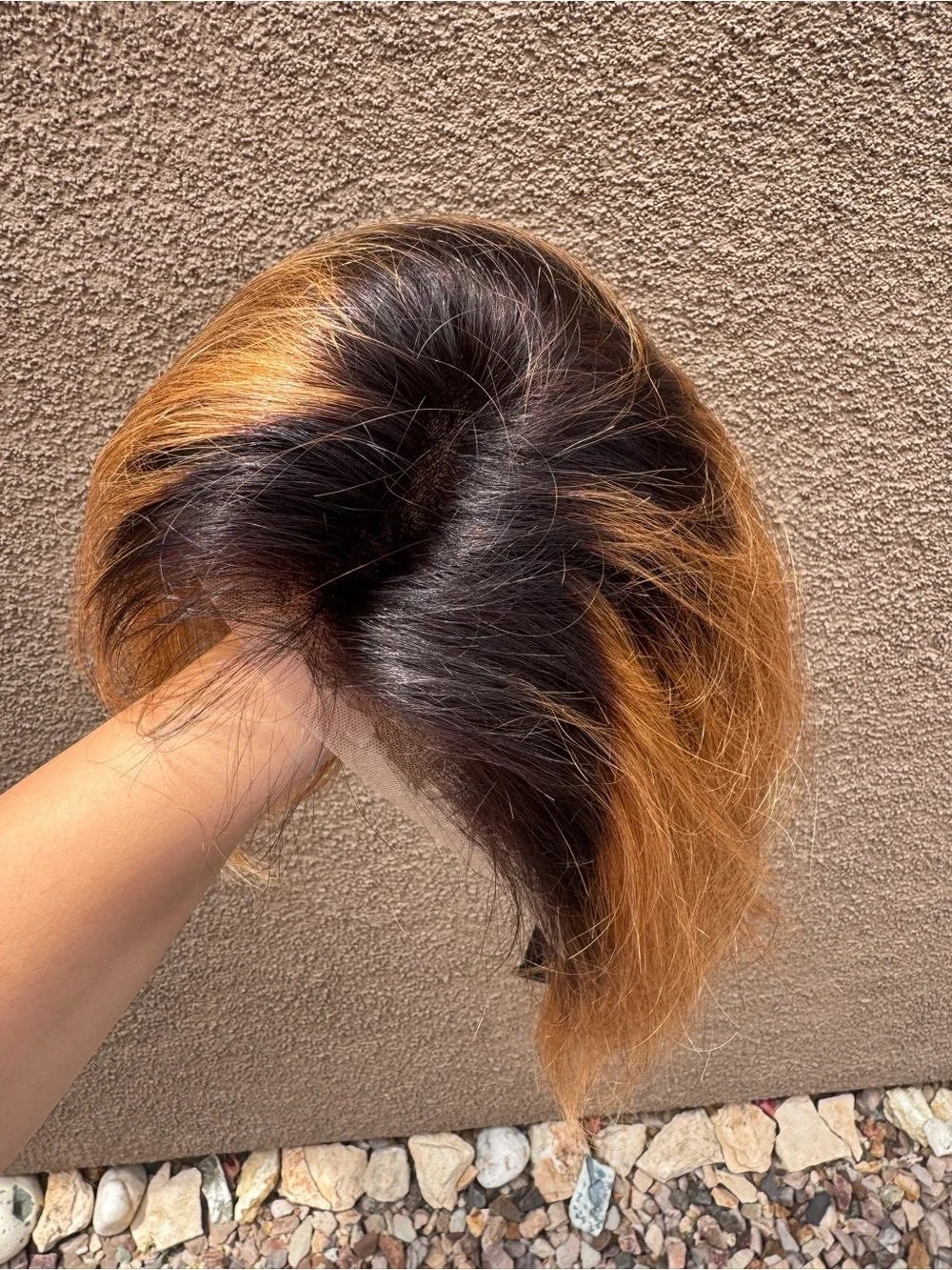 Human Hair Blend Lace Closure - Black to Light Brown Ombre